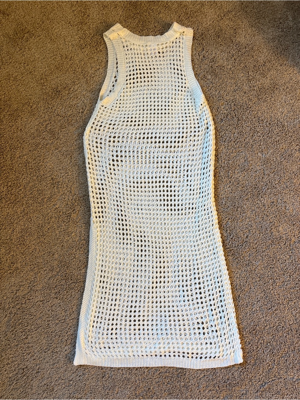 Shade & Shore Cream Open-Knit Sleeveless Tunic